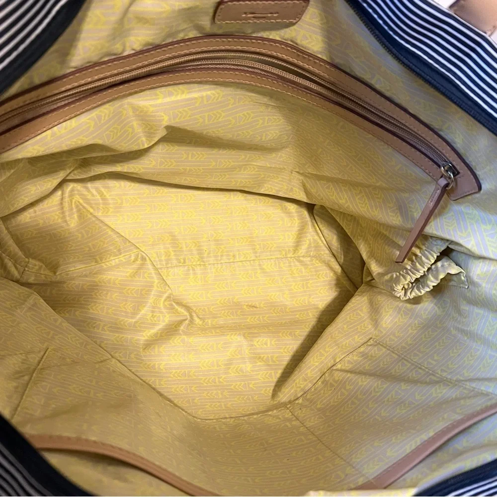 STELLA & DOT "How Does She Do It" Purse/ Tote Blue & White Stripe Adjustable - Picture 11 of 13